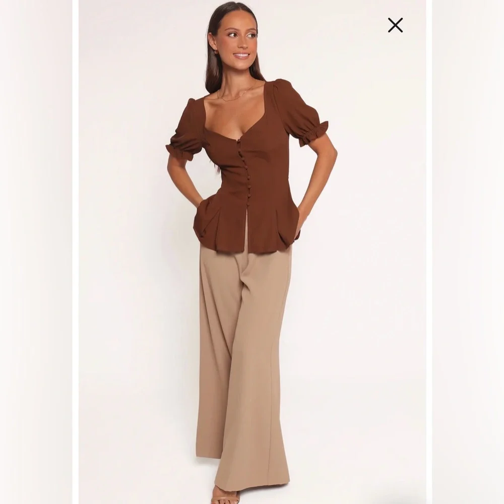 NWT- Petal & Pup Kameran Peplum Top, Chocolate, XS - Picture 5 of 12